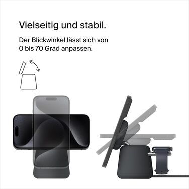 Беспроводная зарядная станция Belkin BoostCharge Pro 2-в-1 Qi2 15W MagSafe для iPhone, Apple Watch, AirPods (вугільний)