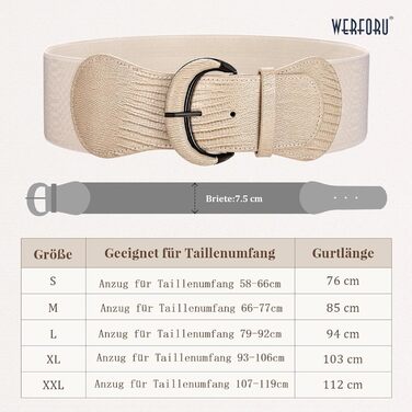 Жіночий широкий еластичний пояс WERFORU для суконь та костюмів, розмір 94-107 см (K-khaki)