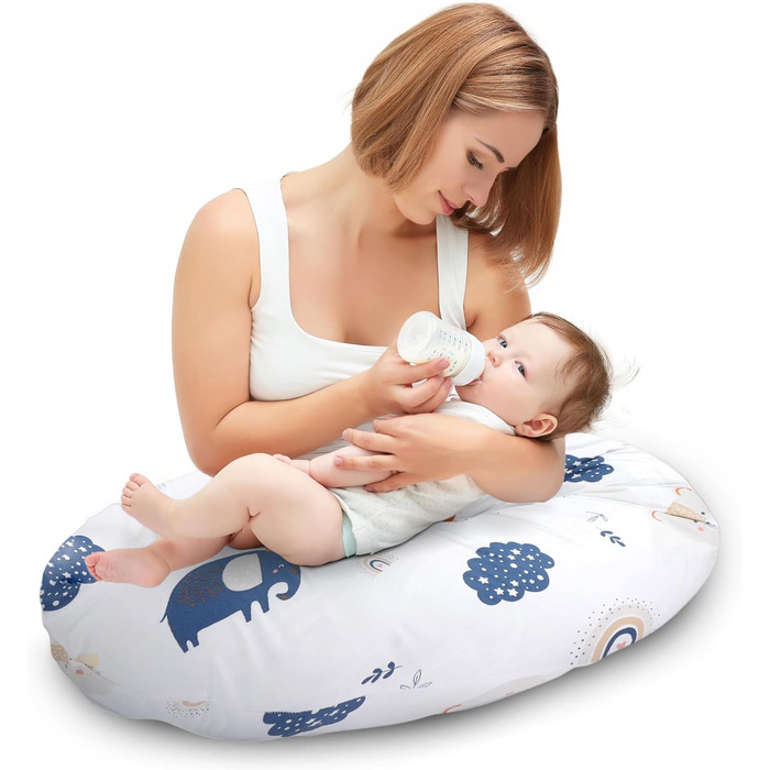Подушка для сну Tottsy Baby Seitenschläfer - 190 см для сну на боці, вагітним та годуючим, з чохлом Oeko-Tex, принт у крапочку на сірому кольорі