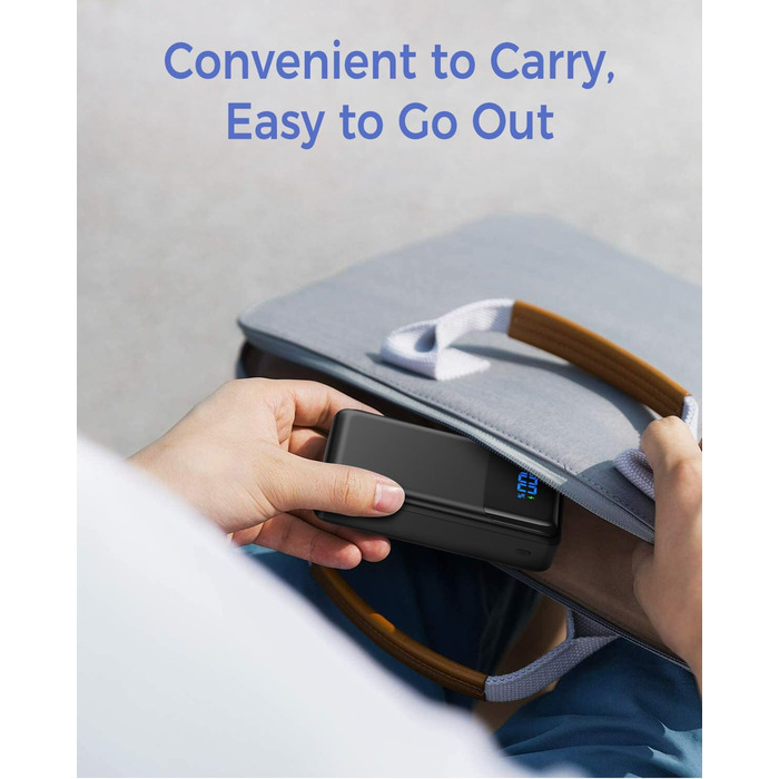 Power Bank 60000mAh з LED дисплеєм, 22.5W швидка зарядка, 4 виходи USB-C, чорний