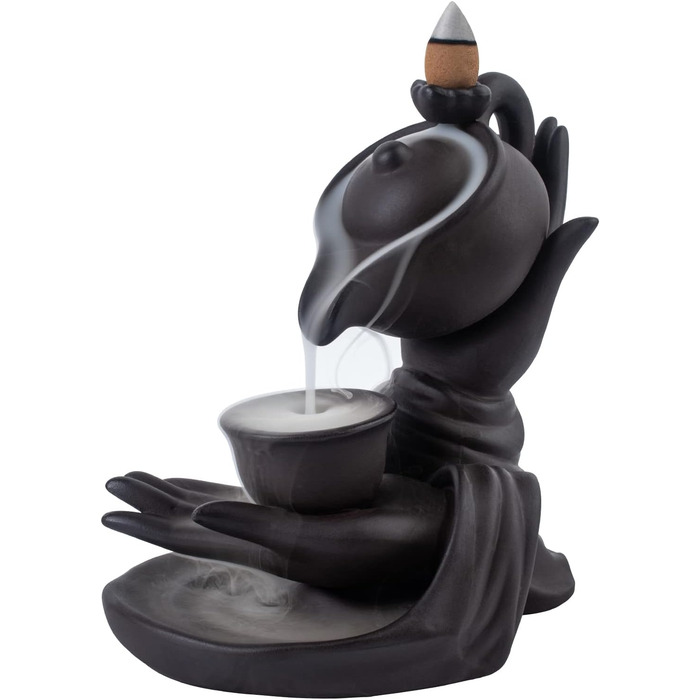 Waterfall Incense Holder Buddha Hand Backflow Incense Waterfall Burner Incense Stick Holder Waterfall with 100 Incense Cones 10 Types of Scents