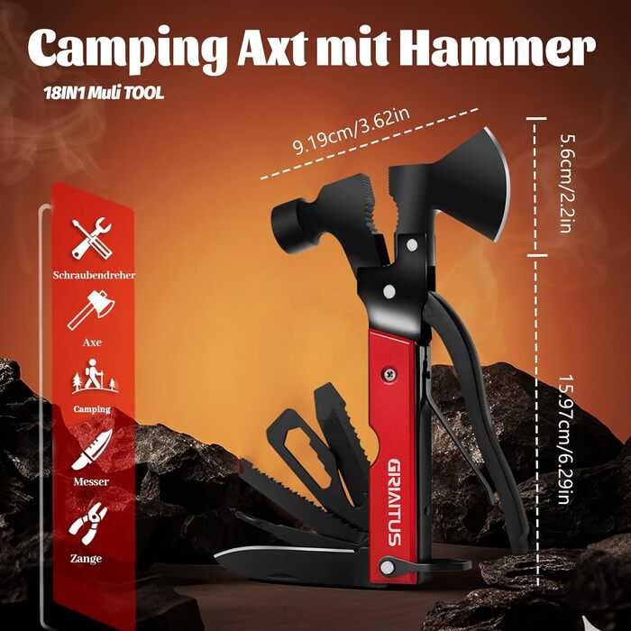 Мультитул 16 в 1 для чоловіків: інструмент для кемпінгу, виживання, подарунок на День батька (червоний)