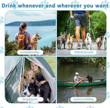Фляга для собак Taozoey 750мл: водопоїльник для тварин, антибактеріальний, витікoзахисний, для подорожей, прогулянок, кемпінгу (зелений/блакитний)