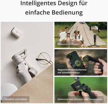 DJI Osmo Mobile 6 - Стабілізатор для смартфона, 3-осьовий, з розширеним штативом, трекінг об'єкта, для YouTube, TikTok, сірий