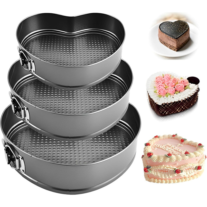 Набір форм для випічки торти та випічки, квадратні, чорні, металеві, знімний дно, антипригарне покриття, 20/22/24 см