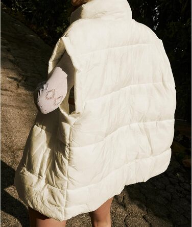 Жіноча велика пухова жилетка Songing з коміром-стійкою, блискавкою на всю довжину, без рукавів, стеганий, теплий (XS, Бежевий)