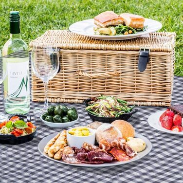 Килимок для пікніка Hozelin, водовідштовхуючий, складний, великий, пісконепроникний, 152.4 x 203.2 см (блакитний/білий)