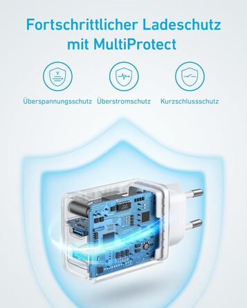 Зарядний пристрій Anker 20W USB-C, адаптер живлення для iPad, швидка зарядка, сумісний з iPhone 17/16/15, кабель USB-C 150 см