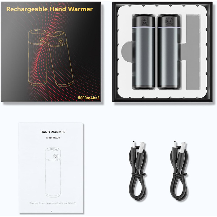 Електричні грілки для рук EXTSUD 2 шт. 5000mAh з USB-зарядкою, 3 режими нагріву, Powerbank для відпочинку на природі, подарунок