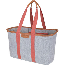 CleverMade Foldable Luxury Tote Bag, Pink Herringbone Pattern, 30L, Structured Tote with Handles and Reinforced Bottom, Reusable Shopping Bag, Grocery Bag