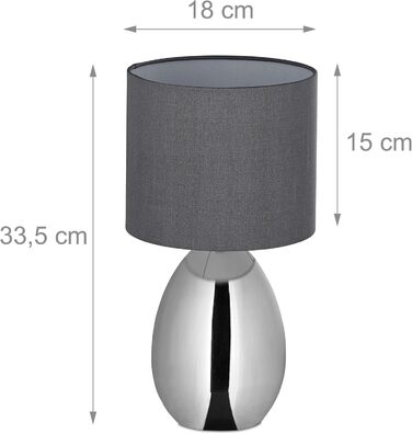 Настільна лампа Relaxdays Touch dibar з регулюванням яскравості, E14, 33,5 x 18 см, срібна