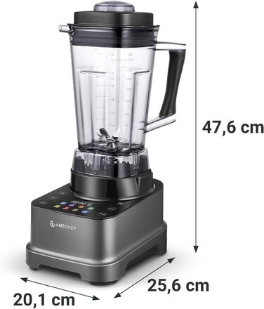 AMZCHEF 8-in-1 Multi Stand Mixer with Auto-IQ | 2000W High-Performance Mixer with LCD Touchscreen | 2L Blender with 8 Smart Menus and 10 Speeds for the Kitchen | Gray 25.6 x 20.1 x 47.6 cm Gray
