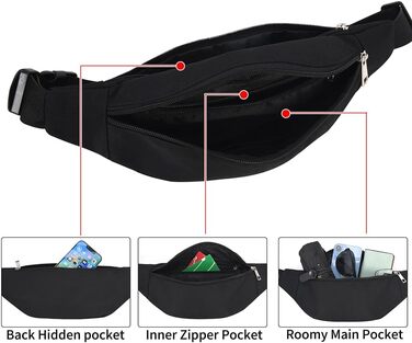 Чоловіча/Жіноча поясна сумка на пояс, бананка для спорту, подорожей, прогулянок з собакою, чорна