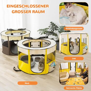 Переносний вольєр для тварин Allsopets: клітка для собак, котів, кроликів (XL, жовтий)