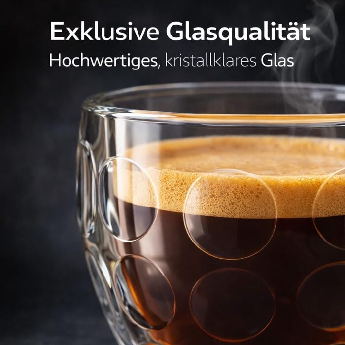 Набір скляних чашок для еспресо 80мл (6 шт.) - міцні скляні чашки для еспресо, мокко, сумісні з кавомашинами