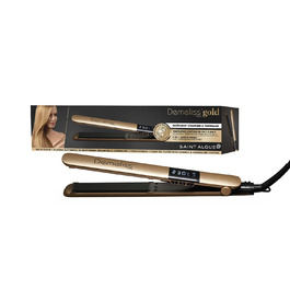 Плойка Demeliss Saint Algue GOLD з керамічними пластинами з турмаліном – регулювання температури 150–230 °C – для гладкого та хвилястого волосся, професійний дизайн