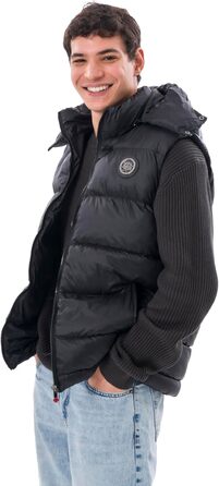 Чоловіча жилетка з пуховим наповнювачем – преміум якість, м'який матеріал, знімна капюшон, чорний колір