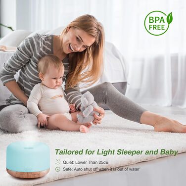 Дифузор аромату ASAKUKI 500 мл, ультразвуковий аромадифузор для ефірних олій, зволожувач повітря з пультом дистанційного керування, автоматичне вимкнення без води, 7 кольорів LED-підсвічування (з олією)