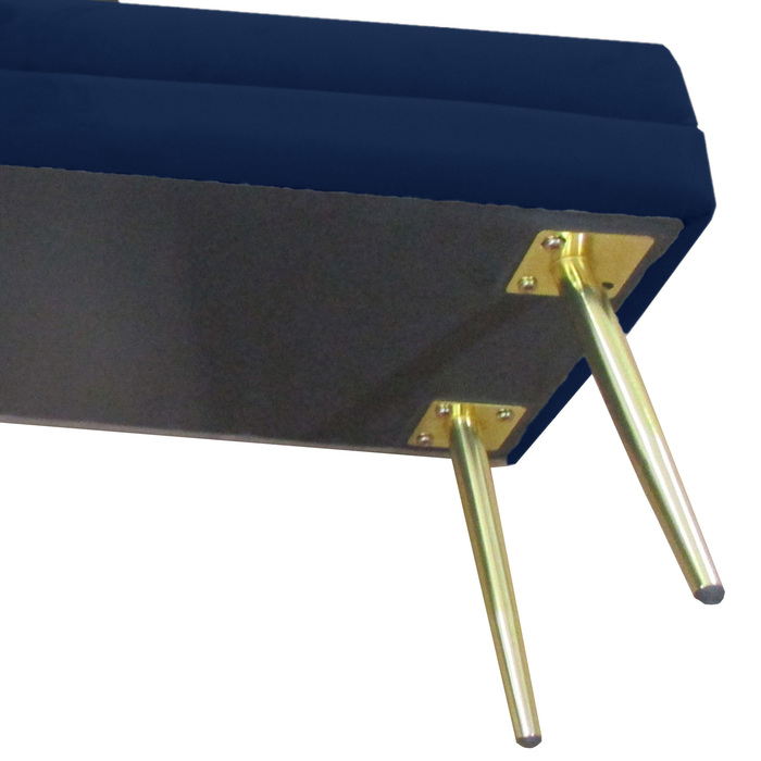HOMCOM Bench, Upholstered Bench with Storage, Velvet-Look, Bed Bench with Steel Legs, Shoe Bench, Storage Bench for Living Room, Bedroom, Blue, 79.5 x 37.5 x 43 cm | Aosom