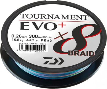Плетений шнур Daiwa Tournament X8 EVO+ 0.26 мм 300 м, мультиколір