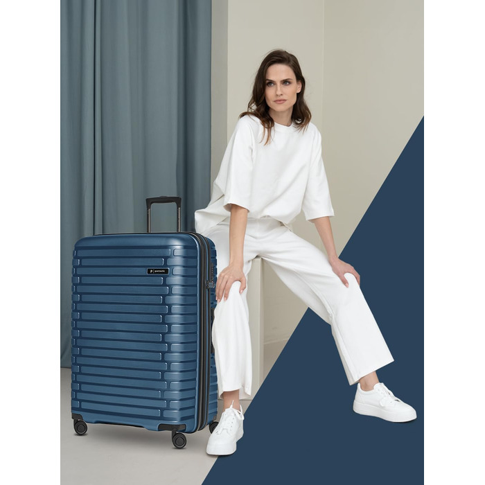 Чохол-валіза на колесах, середній, 45 x 25 x 66 см, розширюється до 75 літрів | з поліпропілену, 4 колеса, TSA-замок | Collection 04 (Темно-синій металік)