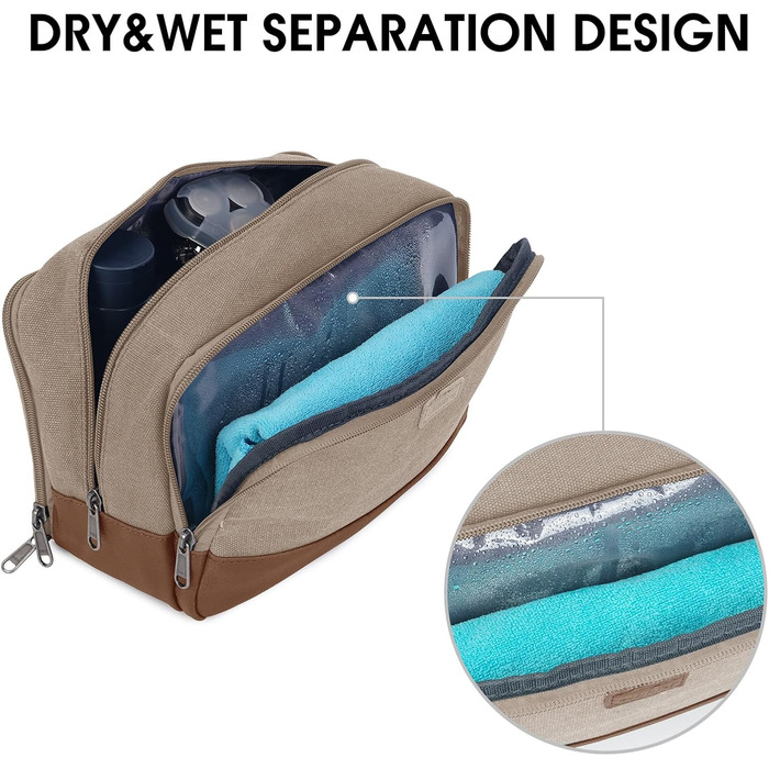 Чоловіча дорожня косметичка WANDF з канвасу, водонепроникна, зелена та світло-хакі