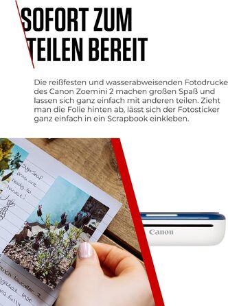 Canon Zoemini 2 Marineblau: Міні-принтер для фотографій, Bluetooth, мобільний, з акумулятором