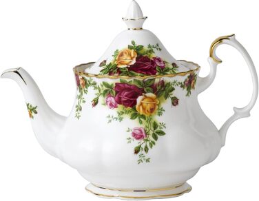 Чайний сервіз Royal Albert Old Country Roses на 4 персони, порцеляна Bone China, середній розмір, квітковий візерунок, чайник 0,8 л, вінтажний подарунковий набір