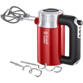 Міксер ручний Russell Hobbs Retro червоний, 4 швидкості + турбо, 2 спіральні вінчики з армованого нейлону, 2 гачки для тіста, BPA-free, модель 25200-56