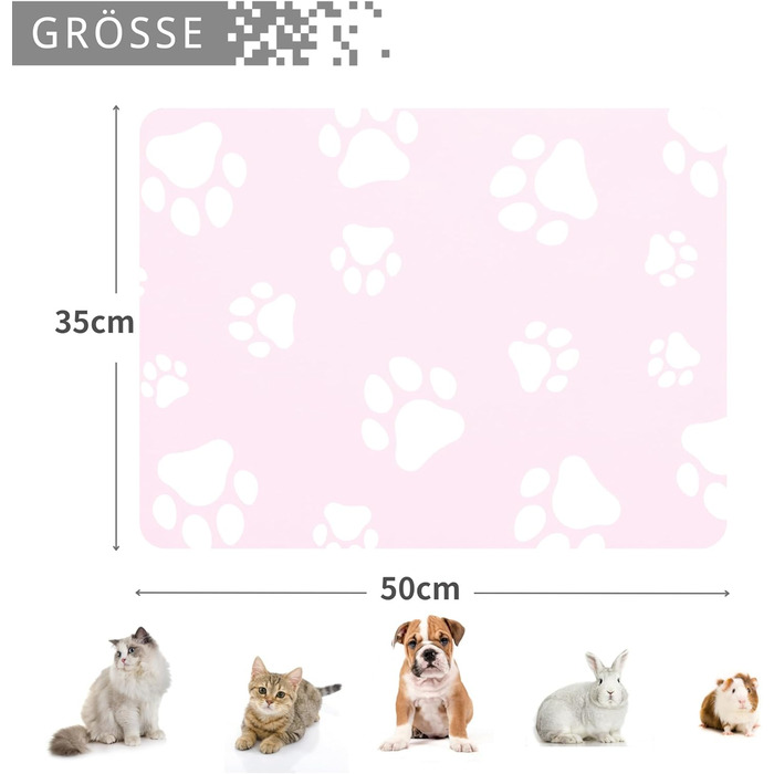 Підкладка під миску для котів JanYoo 50x35 см, водовідштовхувальна, неслизька, сіра (3-Рожевий)