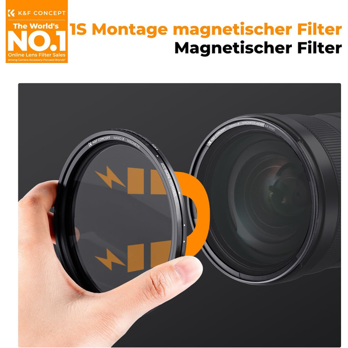 Фільтр ND K&F Concept 82mm Магнітний Змінний Градуйований (ND8-128) з Адаптером, Nano-Xcel