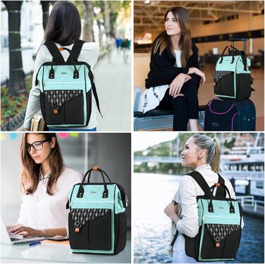 Жіночий рюкзак для ноутбука 15.6 дюймів, шкільний/робочий рюкзак з USB-портом, для подорожей, кемпінгу, навчання, зелений