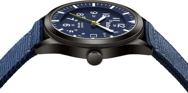 HANPOSH чоловічий годинник: тактичний годинник для військових, армійський годинник з датою, водостійкий (3ATM), кварцовий годинник для активного відпочинку та спорту (блакитний, сірий, блакитний)