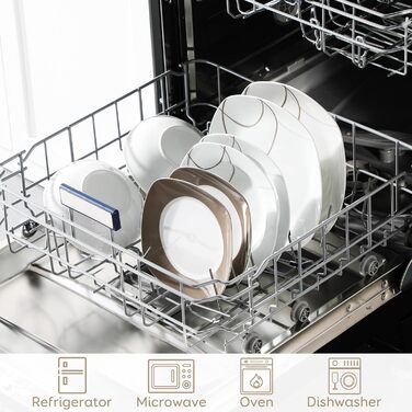 VEWEET Сервіз столовий 'Нікіта' з порцеляни, 24 елементи | Комплект посуду включає миски, десертні тарілки, тарілки для їжі та супові тарілки | Сервіз для 4-12 осіб, 24 елементи