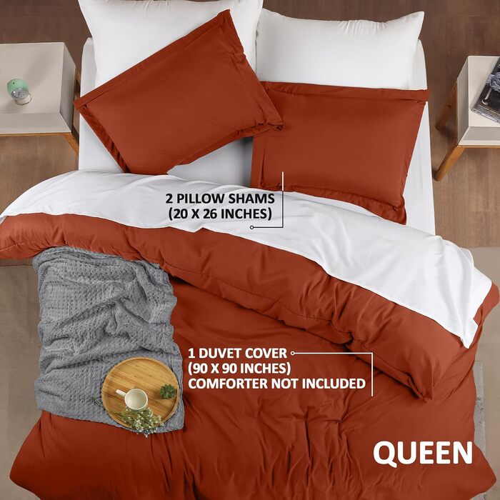 Комплект постільної білизни Utopia Bedding: простирадло на ліжко + 2 наволочки, 3 шт., розмір Queen, оранжевий/червоний, з візерунком 'Сонячний зигзаг'