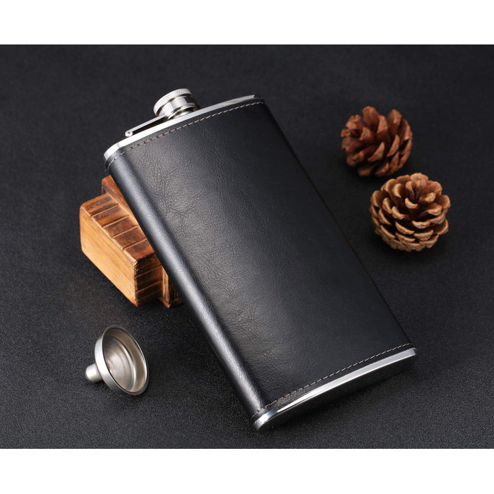 Фляга з імітацією крокодилячої шкіри, нержавіюча сталь, 510 мл, для віскі та лікеру, обгорнута в PU-шкіру, TANEAXON