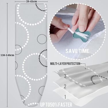 Гладильна дошка з еластичним чохлом, 55x148 см, сірий (швидка установка)