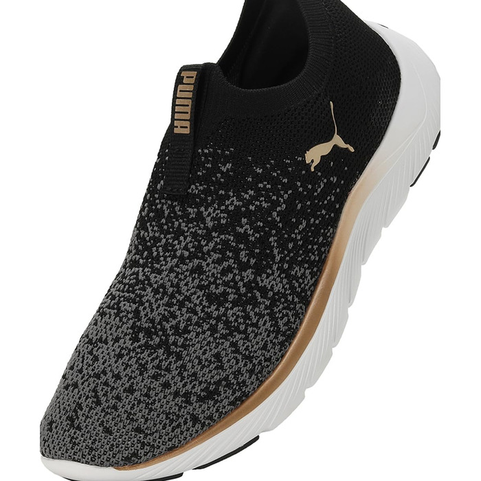 Жіночі кросівки Puma Softride Remi Slip-on для бігу та повсякденного носіння (37.5 EU, чорний, золотий, темно-сірий)