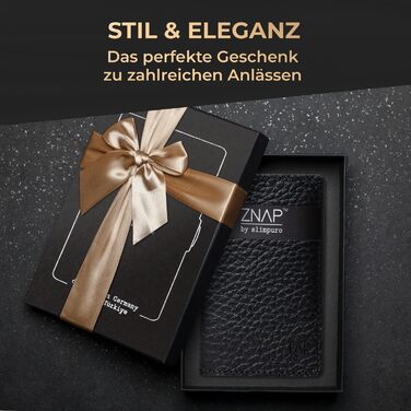 ZNAP® Slim Wallet - чоловічий картхолдер з RFID захистом, шкіряний гаманець для карт та готівки, колір: димчастий чорний, 12 карт