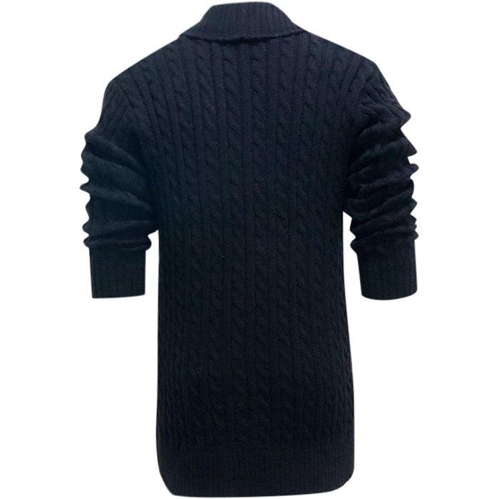 Чоловічий кардиган з довгими рукавами, в'язаний з крупною в'язкою, з ґудзиками, теплий, чорний. Ідеальний для осені та зими