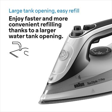 Braun TexStyle 7 Pro Steam Iron SI 7149 WB - Iron with Freeglide 3D Soleplate, Vertical Steam, 2900 Watt, White/Black Black/White