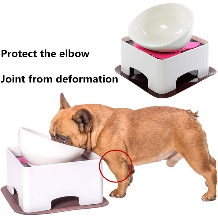 Миска для собак та котів JYHY Bulldog з кераміки, нахилена, з гумовою основою, 1.5 Cup (Чорна/Біла)