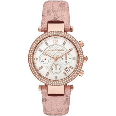 Жіночий годинник Michael Kors Parker кварцовий хронограф зі сталевим ремінцем, 39мм, світло-рожевий та рожеве золото