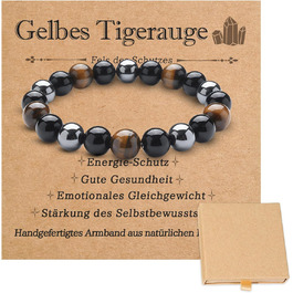 Браслет з тигровим оком та чорним турмаліном: захист, оберіг, подарунок для друзів, чоловіка, батька (еластичний)