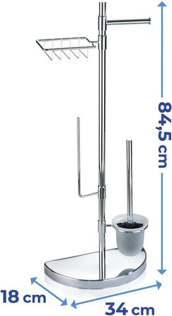 Організатор для ванної кімнати WENKO: підставка для туалетного паперу та щітки, з полицею, з нержавіючої сталі, 34 x 84,5 x 18 см