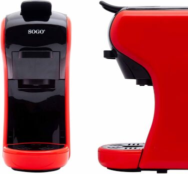 SOGO 3-in-1 Espresso Coffee Machine | Adapter for Capsules of Leading Brands | Ground Coffee, Coffee Pads, Tea | 19 Bar Pressure | Compact Size (SS-5675) (red)