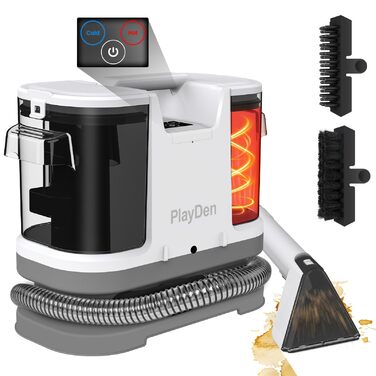 Апарат для чищення м'яких меблів та килимів: волого-пилосос, 450W, з щіткою для шерсті тварин. Підходить для диванів, килимів, автосидінь та сходів (біло-сірий)