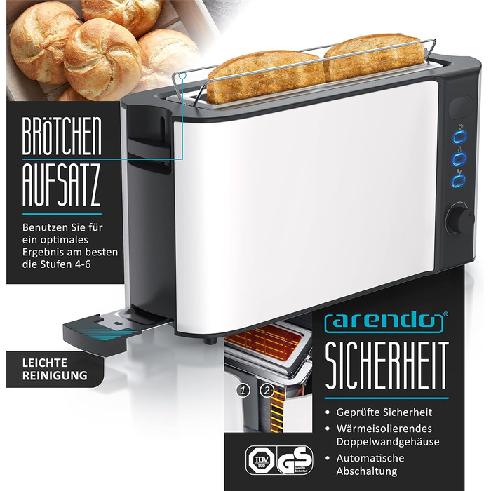 Набір чайник та тостер Arendo Edelstahl Schwarz, Чайник 1.5л з регулюванням температури, Тостер на 2 тости з LED-дисплеєм