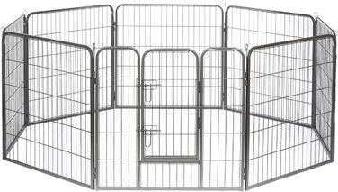 Клітка для цуценят та дрібних тварин Lionto, 80x80 см, розширювана, з дверцятами та засувом, для дому та саду, 8 елементів