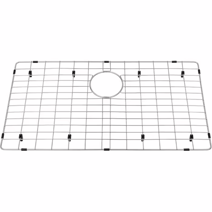 Kitchen grid and sink protector, stainless steel sink grid 71 x 40 cm, with rear drain for single sinks, sink grid, dish rack